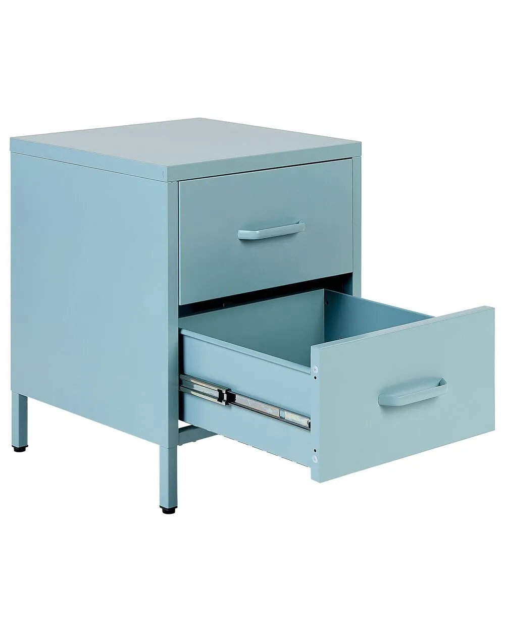 2 Drawer Bedside Table MALAVI Metal Light Blue