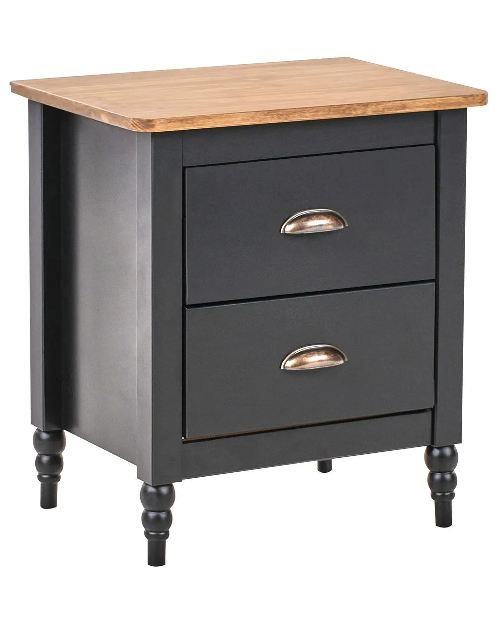 2 Drawer Bedside Table SHILLINGTON Pine Wood Brown/ Black