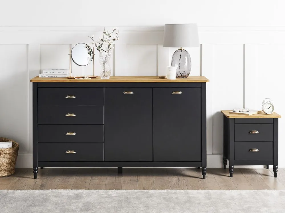 2 Drawer Bedside Table SHILLINGTON Pine Wood Brown/ Black