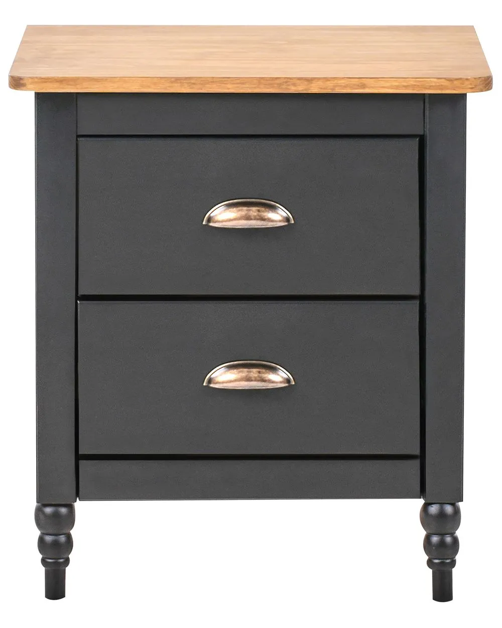 2 Drawer Bedside Table SHILLINGTON Pine Wood Brown/ Black