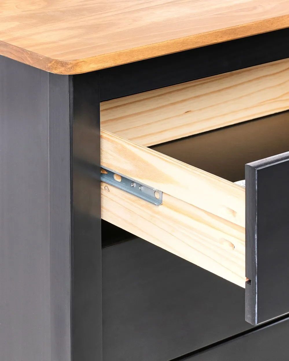 2 Drawer Bedside Table SHILLINGTON Pine Wood Brown/ Black