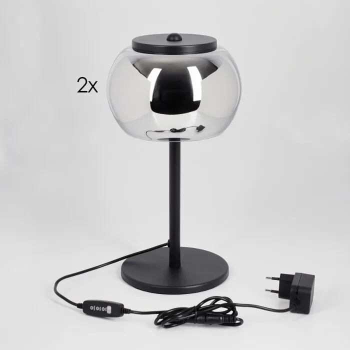 2-er Lampada da tavolo, Lampada da letture LED Nero, 1-Luce
