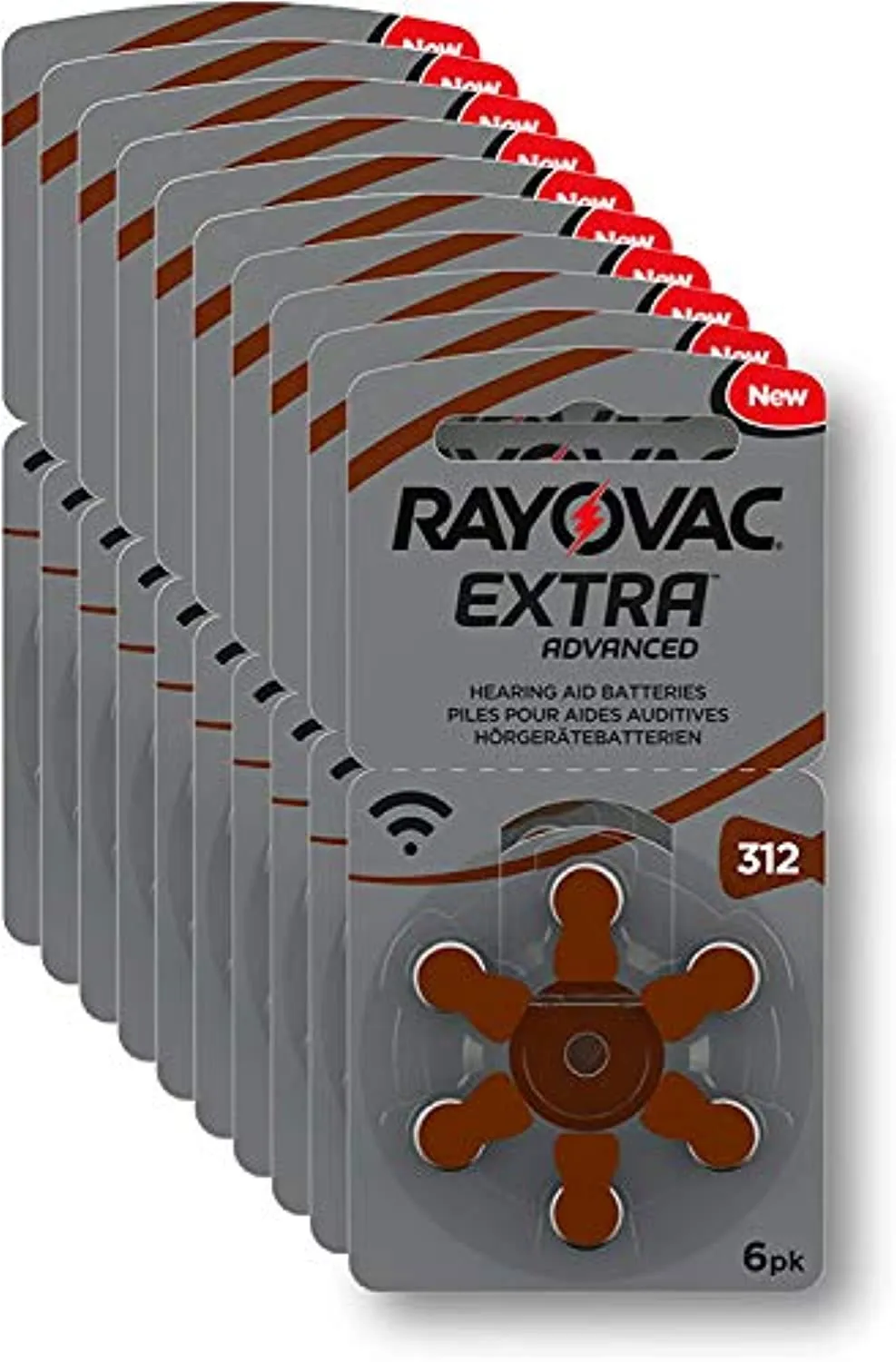 60 piles auditives Rayovac 312 Extra advanced / pile auditive PR41 / piles pour appareils auditifs / 312AE,A312,DA312,P312,PR312