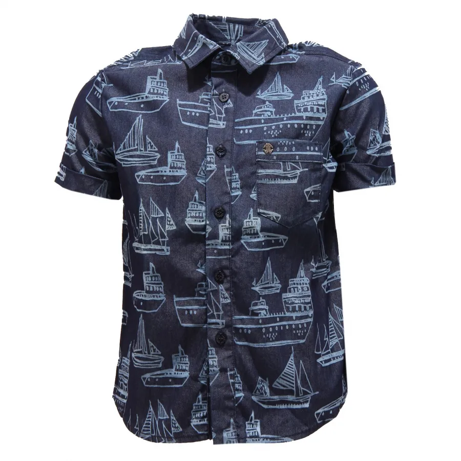 6966T camicia bimbo ROBERTO CAVALLI  manica corta blu shirt short sleeve kid