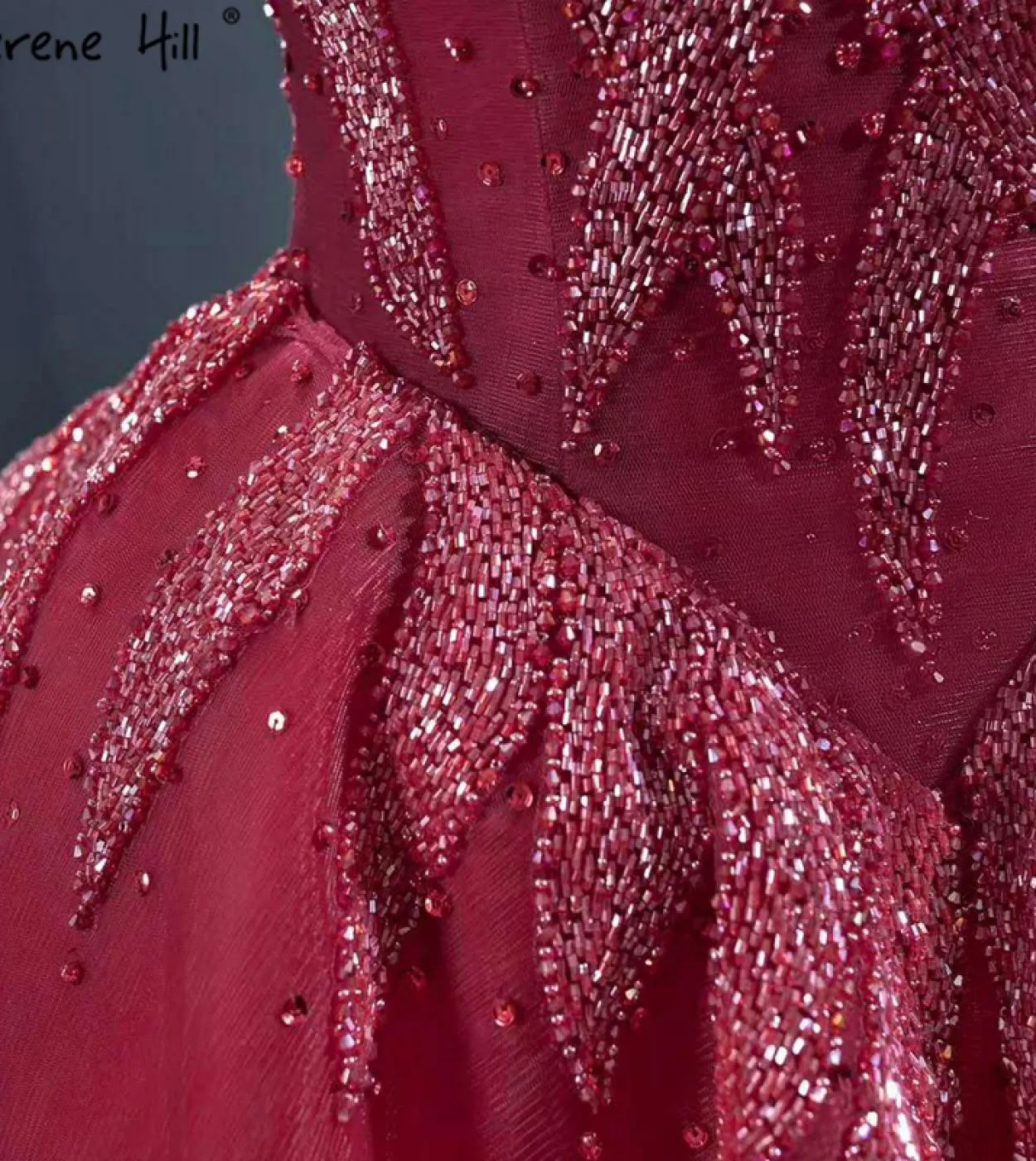 Abiti da sera senza maniche A Line rosso vino 2023 Abito formale con spalle scoperte in cristallo con perline Serene Hill Hm6714