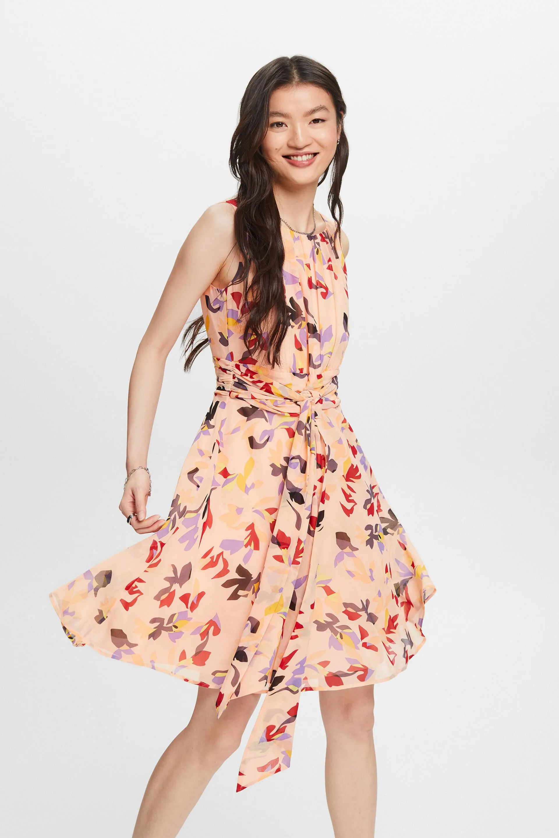 Abito in chiffon con stampa