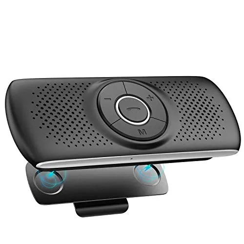 AGPTEK Vivavoce Auto Bluetooth 5.0 con Siri Assistente Comandi Vocali di Google Altoparlante Kit e Scheda TF Supporto per Aletta