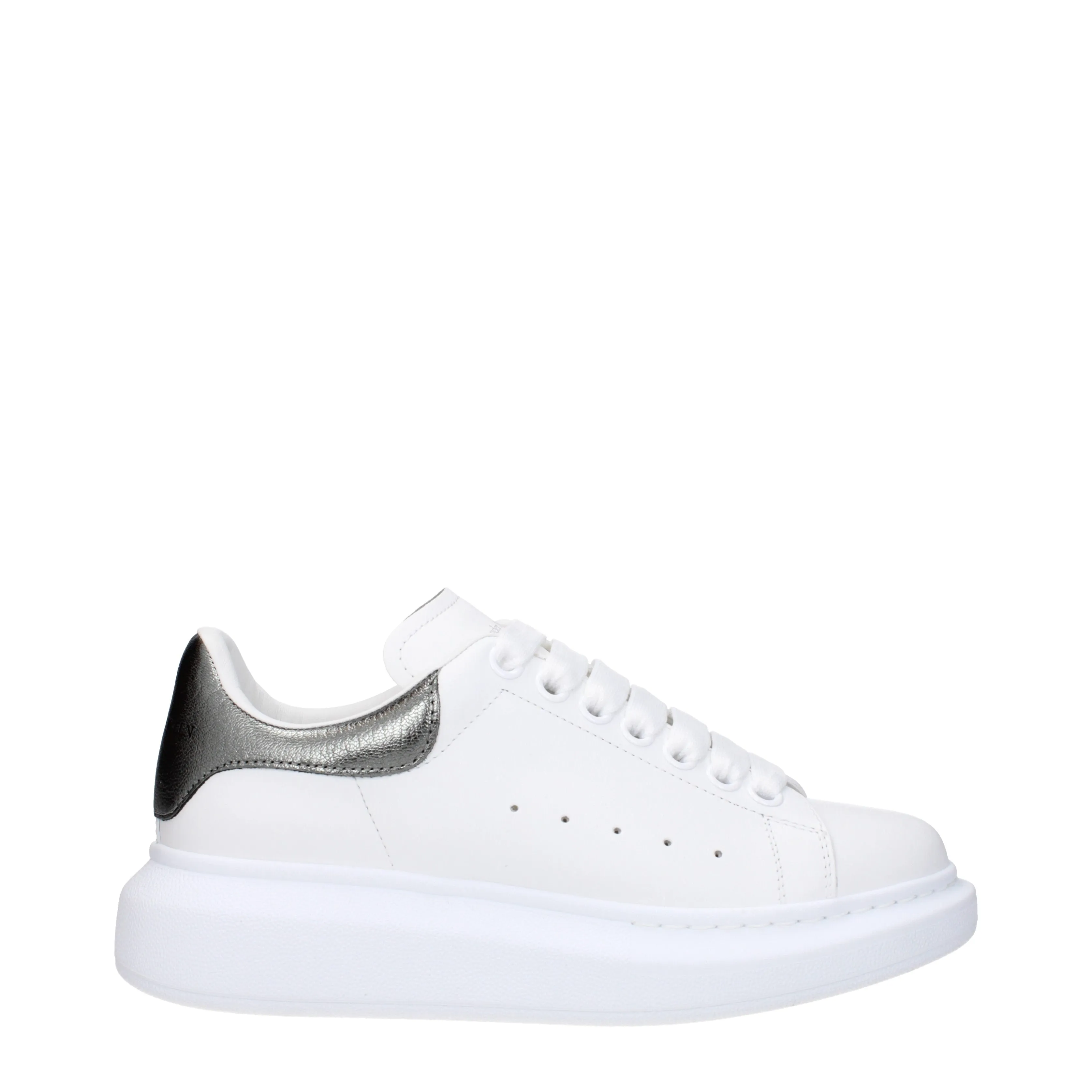 Alexander McQueen Sneakers Oversize Donna Pelle Bianco/Grigio Perla