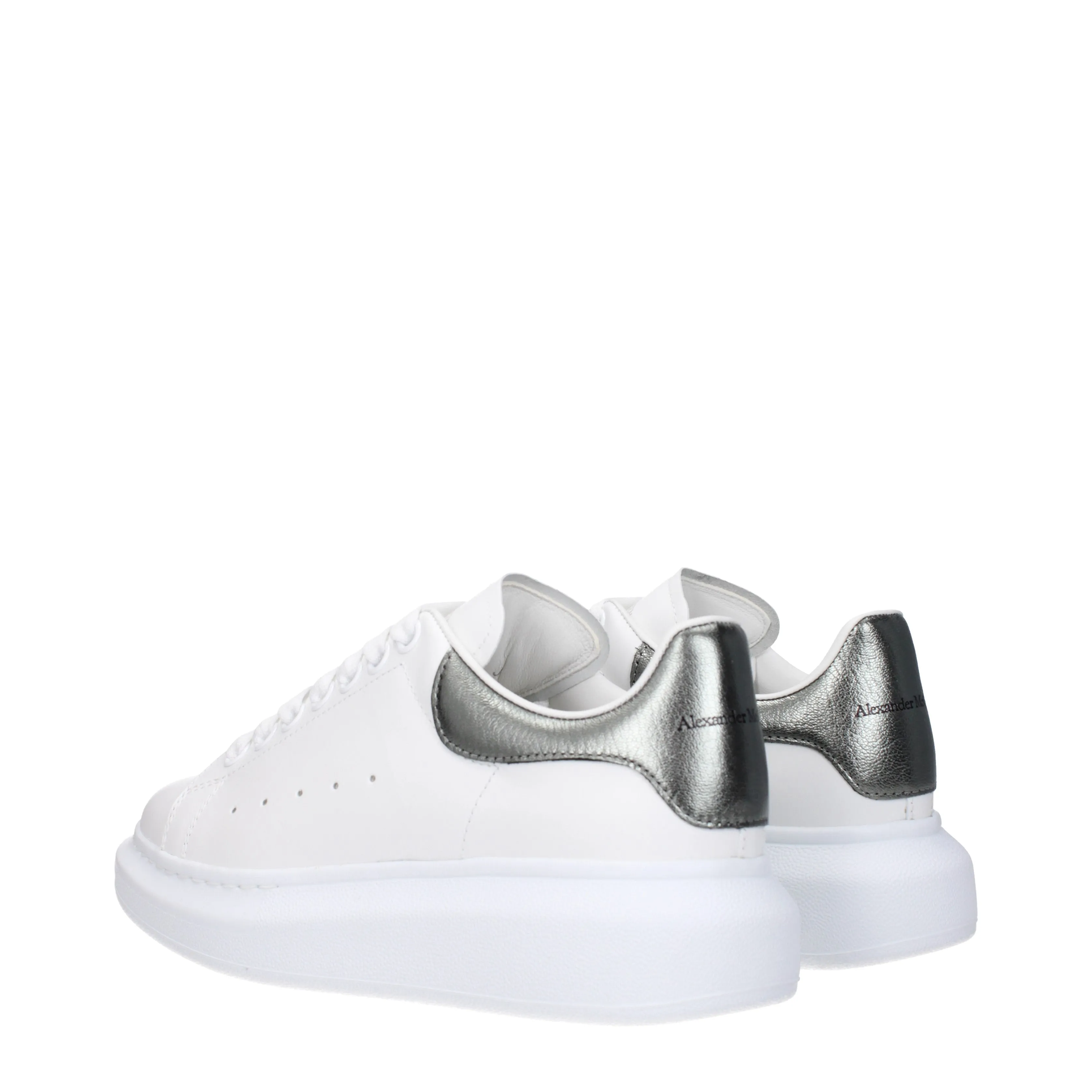 Alexander McQueen Sneakers Oversize Donna Pelle Bianco/Grigio Perla