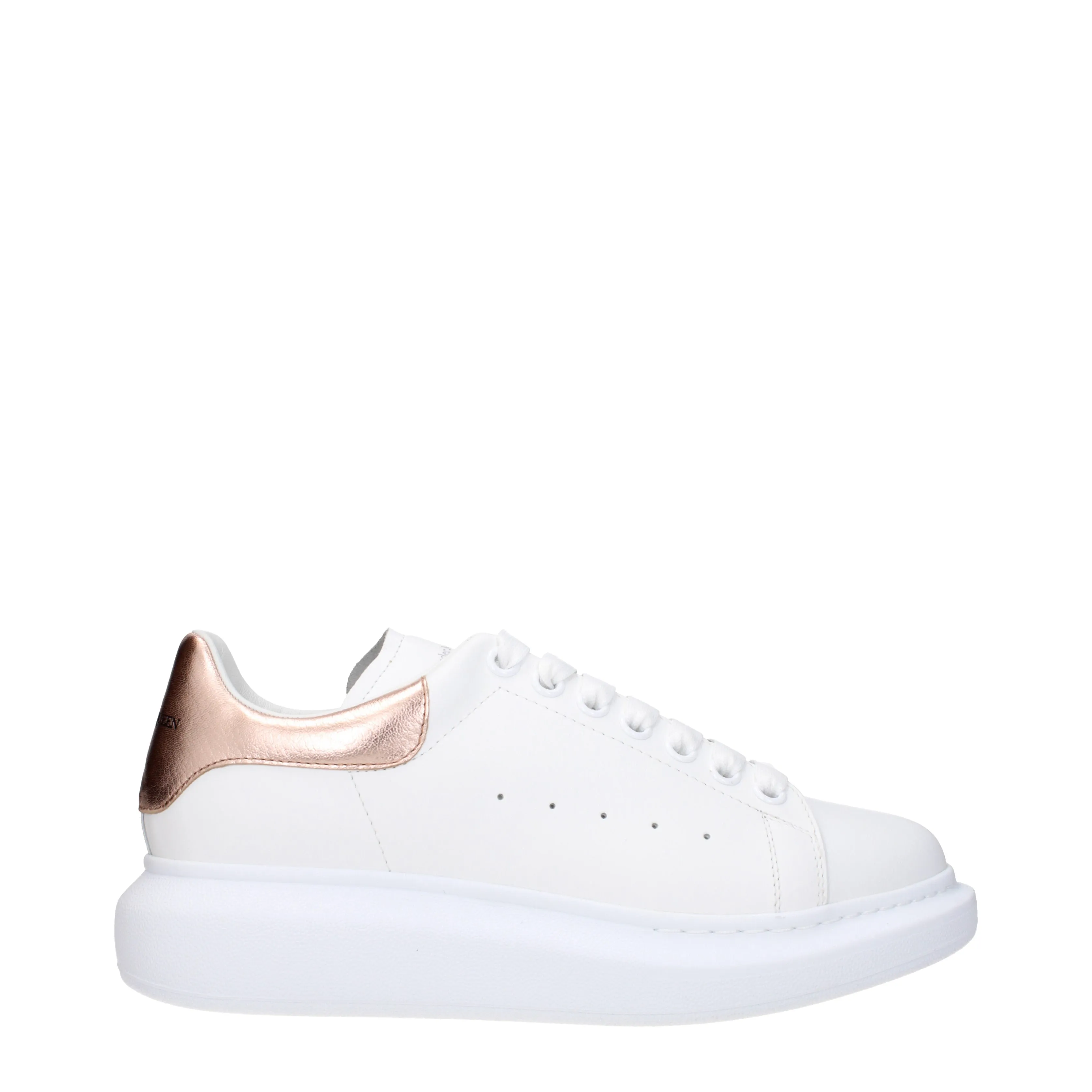Alexander McQueen Sneakers Oversize Donna Pelle Bianco/Oro Rosa