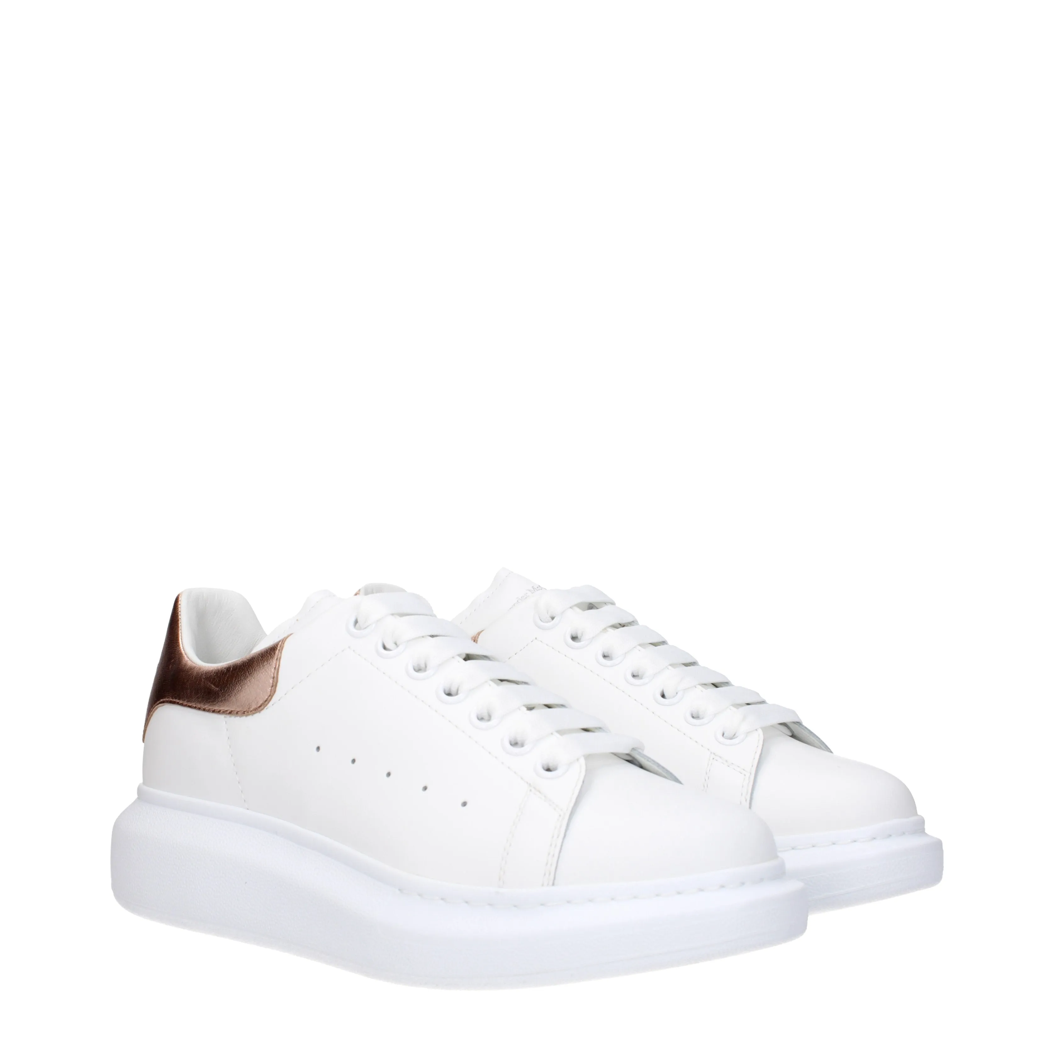 Alexander McQueen Sneakers Oversize Donna Pelle Bianco/Oro Rosa