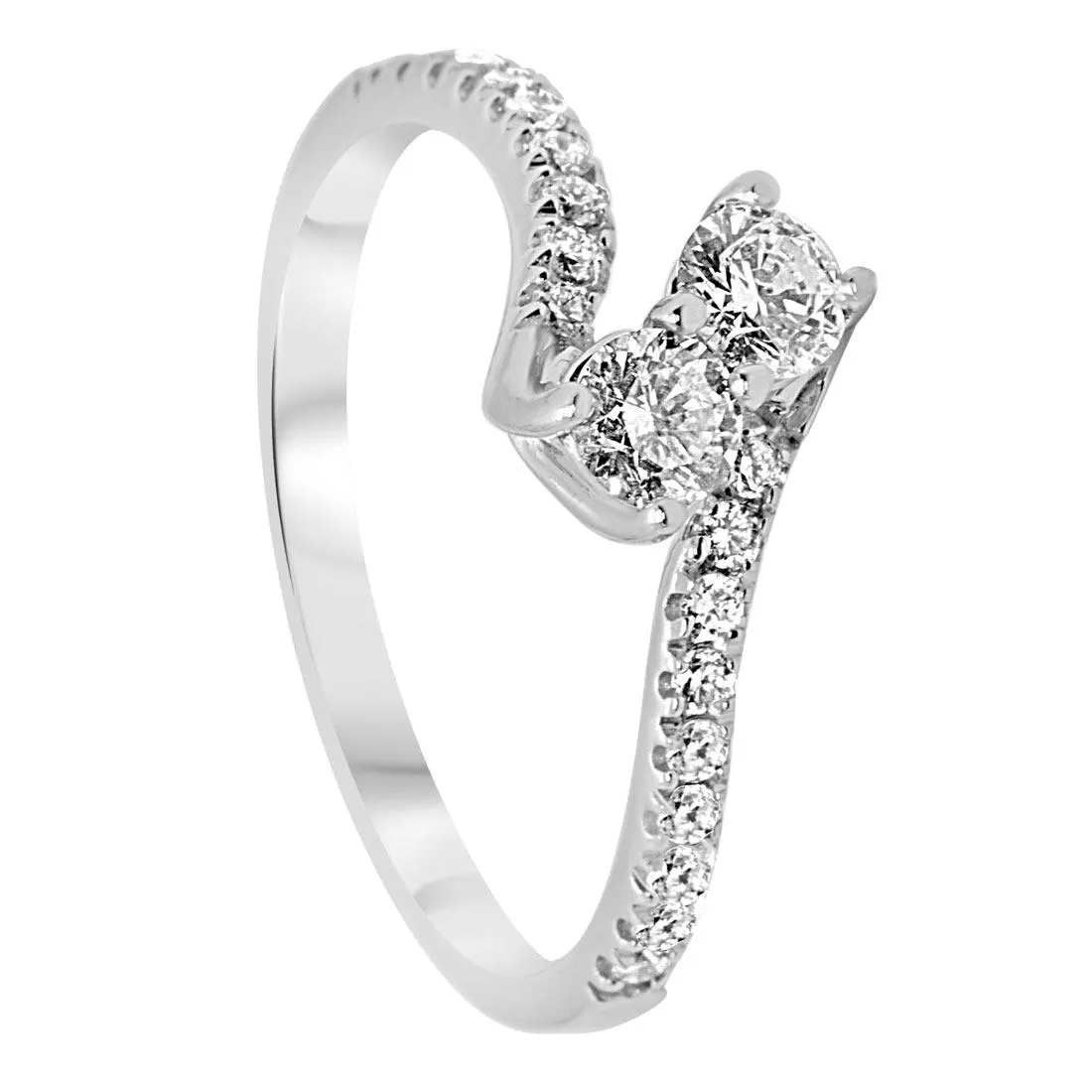 Anello contrariè in oro bianco con diamanti 0,60 ct mis 14