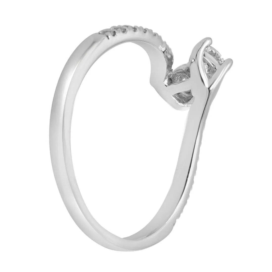 Anello contrariè in oro bianco con diamanti 0,60 ct mis 14