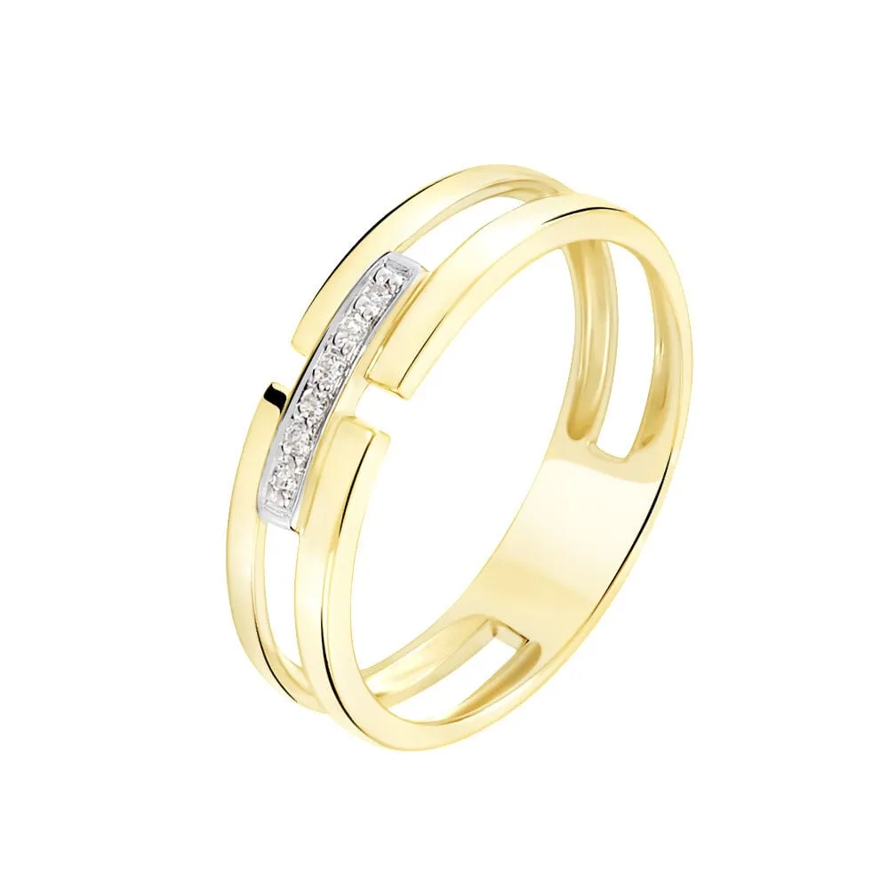 Anello Fascia Barretta Sophia Oro Giallo 375/1000 Diamante Bianco 0,021 ct 1431957