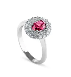 Anello in argento 925 con pietra colorata e zirconi