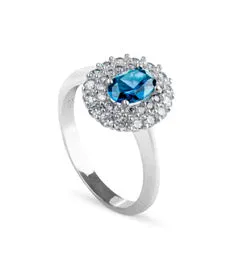 Anello in argento 925 con pietra colorata e zirconi