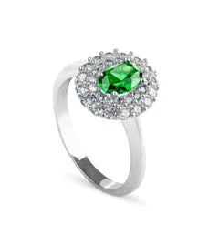 Anello in argento 925 con pietra colorata e zirconi