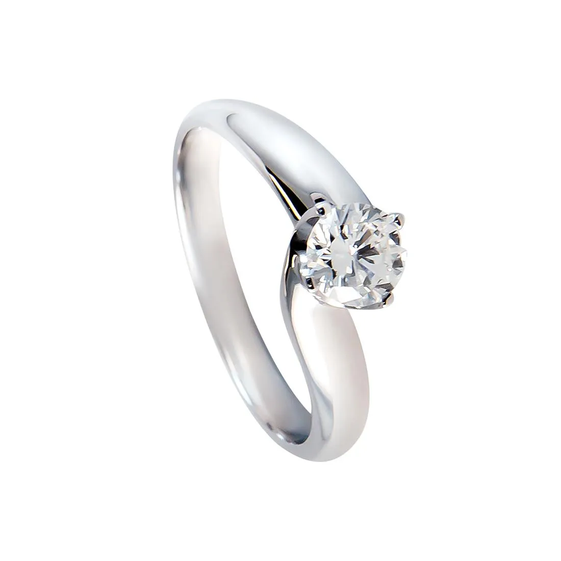 Anello solitario in oro bianco con diamante ct 0.40