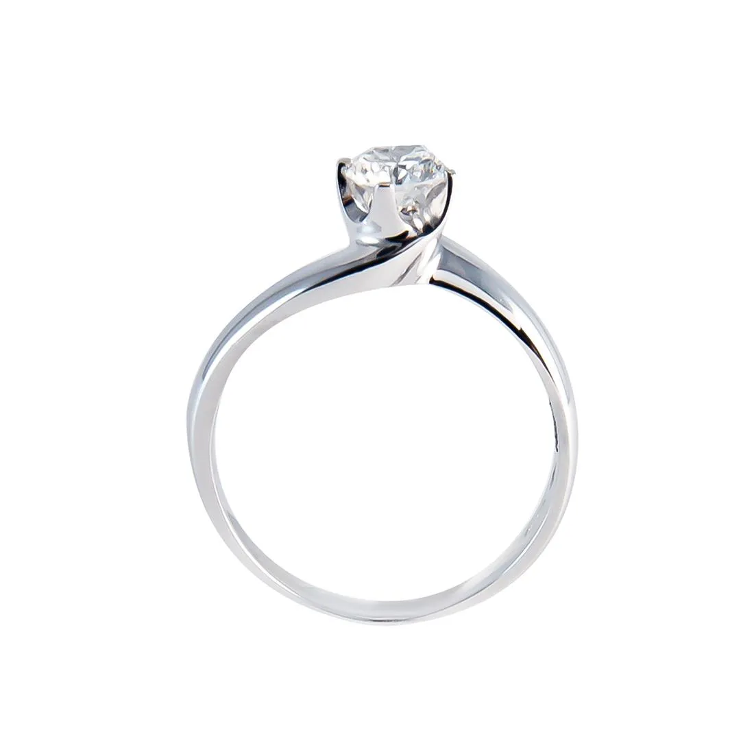 Anello solitario in oro bianco con diamante ct 0.40