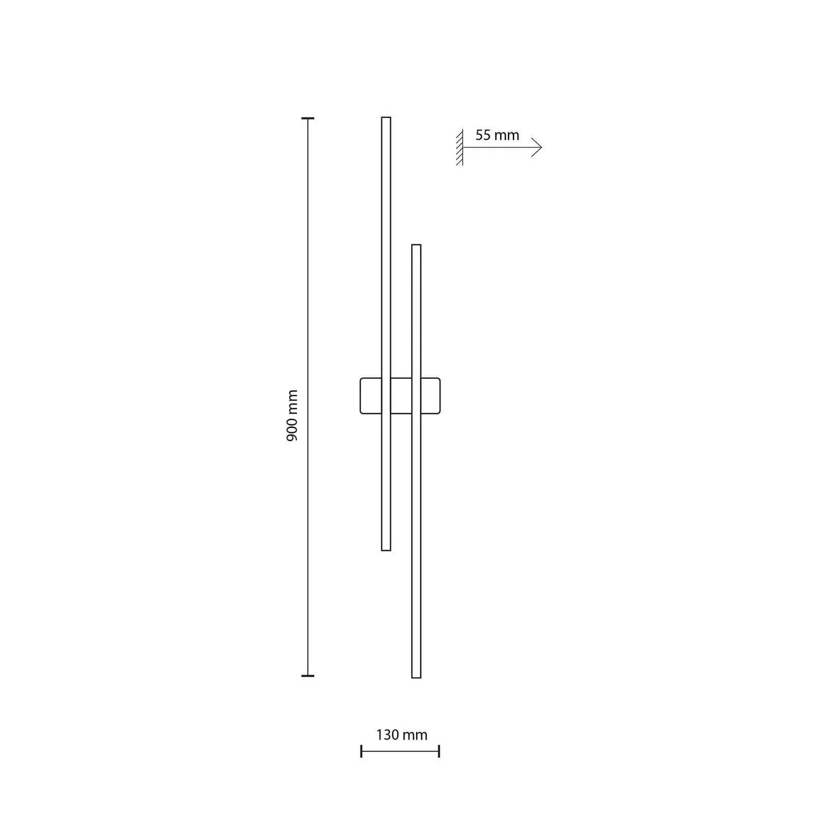 Applique a LED Flash, nero/pino, altezza 90 cm, a 2 luci