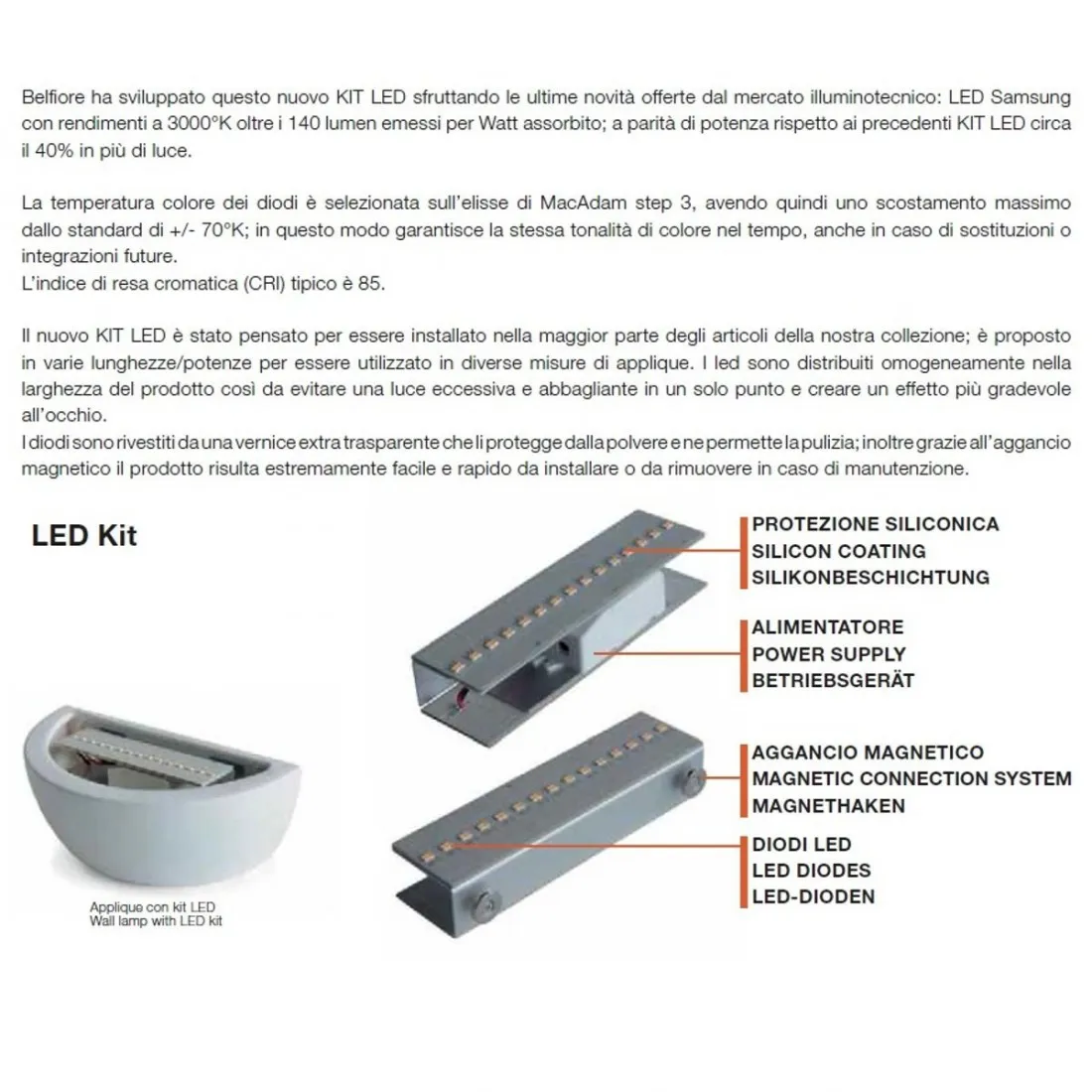 Applique gesso Belfiore 9010 GADRO BIG 8431.3055 49CM LED lampada parete moderna