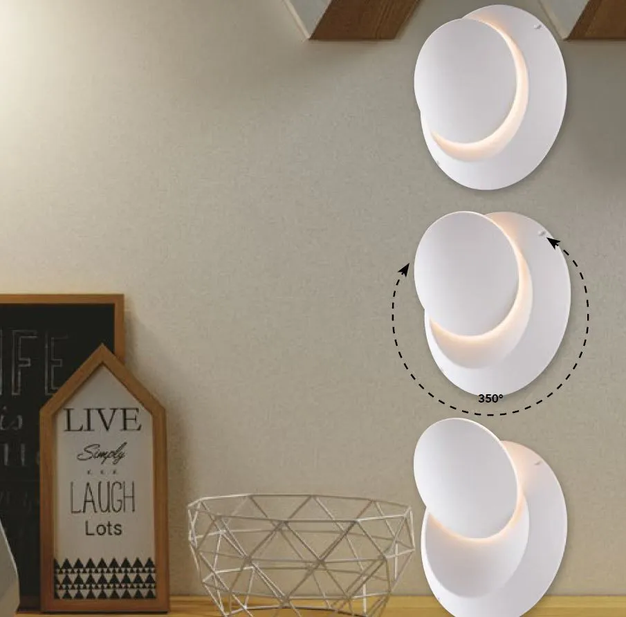 Applique Led 4w Rotonda Con Diffusore Ruotabile 360°