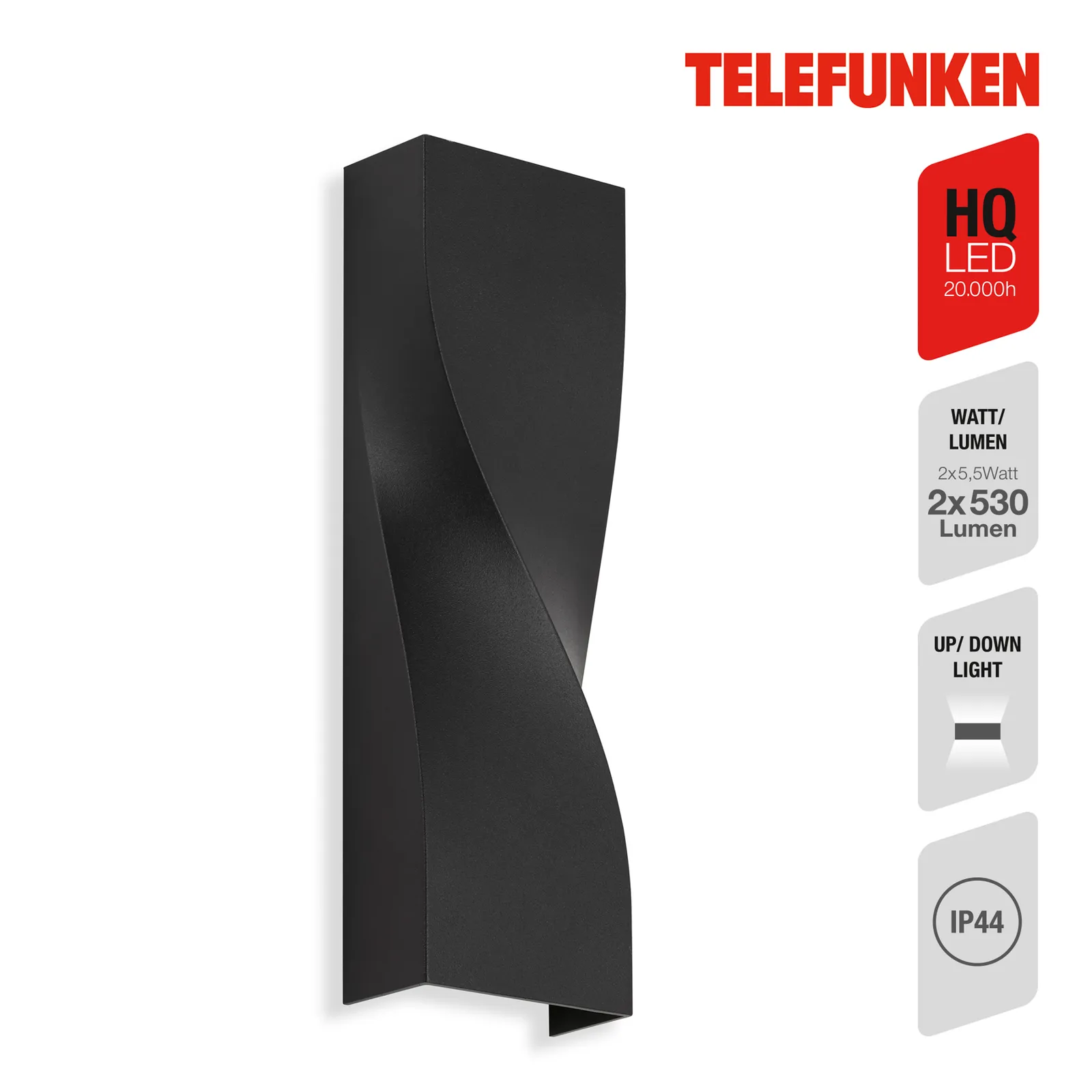 Applique LED da esterni Brügge up/down nero 4.000K