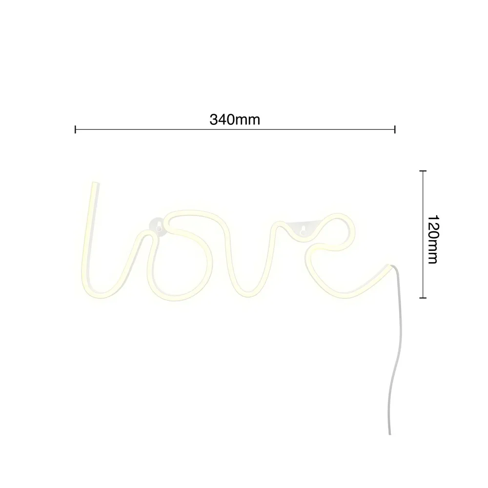 Applique LED da parete Love 3xAA USB bianco caldo