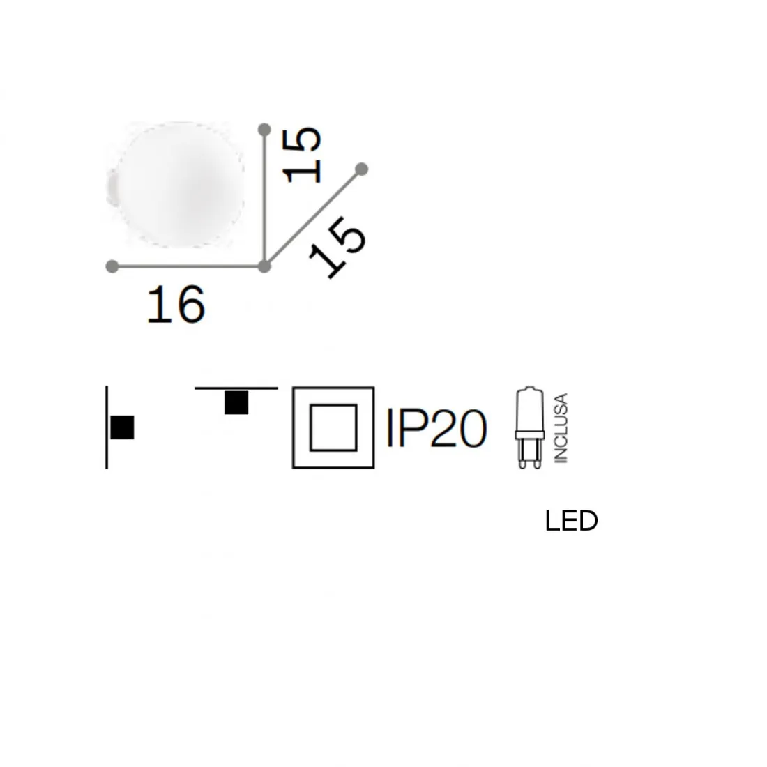 Applique moderna Ideal Lux MAPA BIANCO AP1 059808 G9 LED vetro lampada parete