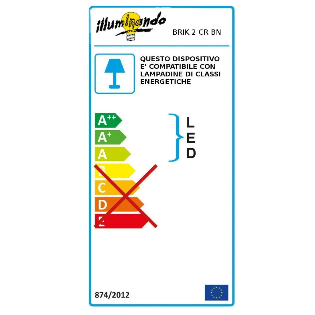 Applique moderno Illuminando BRIK 2 R7s LED metallo vetro lampada parete biemissione