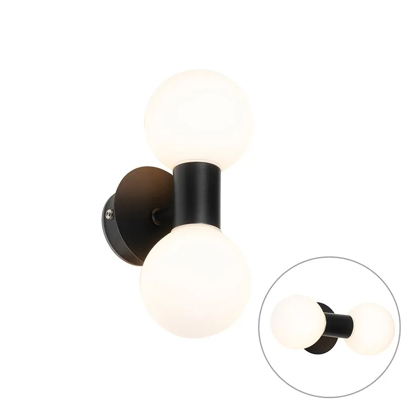 Applique moderno nero IP44 2 luci - Cederic