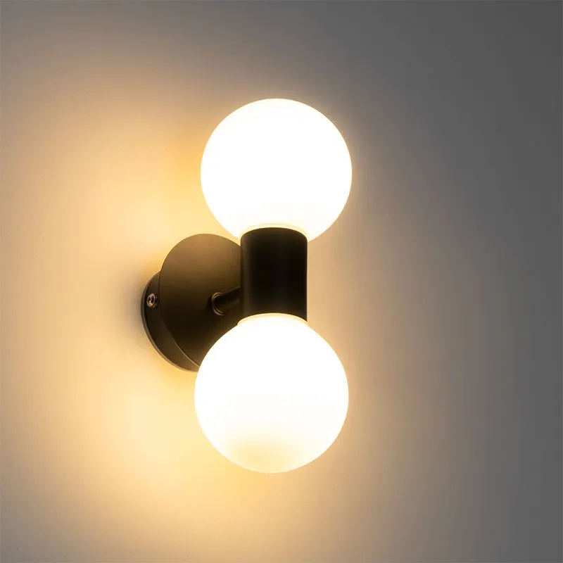 Applique moderno nero IP44 2 luci - Cederic