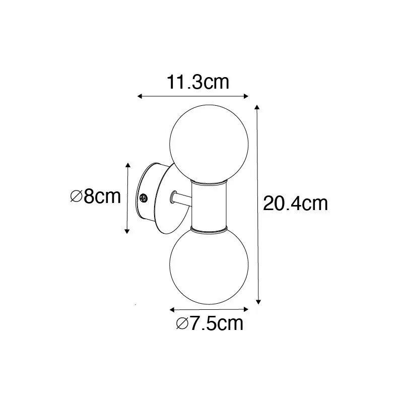 Applique moderno nero IP44 2 luci - Cederic