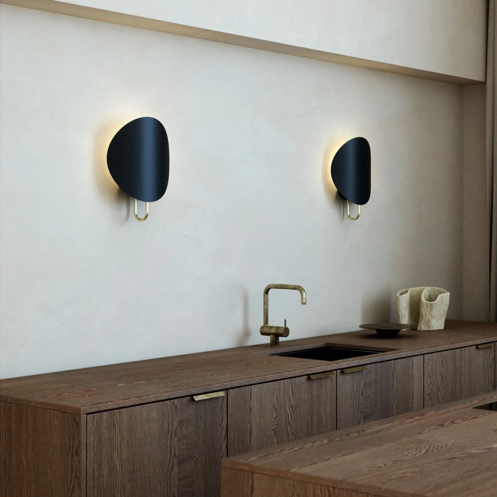 Applique Spargo, luce indiretta, nero/oro