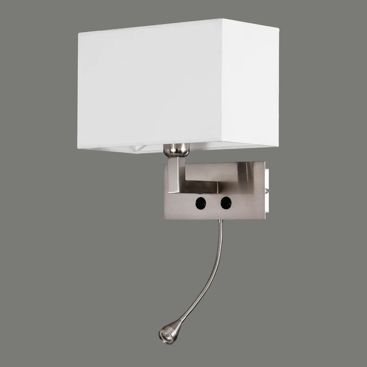 Applique Spot Led Orientabile + Paralume Bianco Squadrato 1xE27 Carlo Nichel ACB