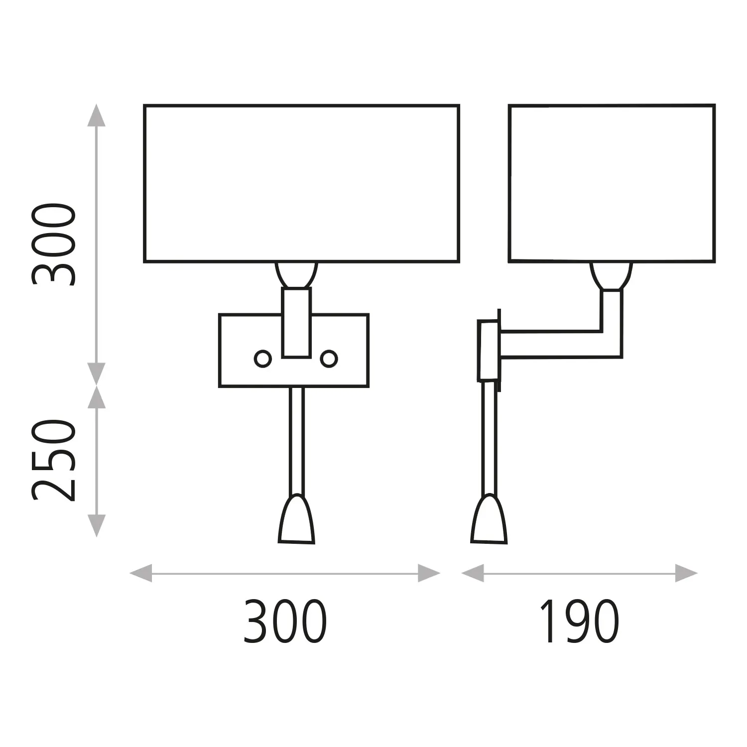 Applique Spot Led Orientabile + Paralume Bianco Squadrato 1xE27 Carlo Nichel ACB