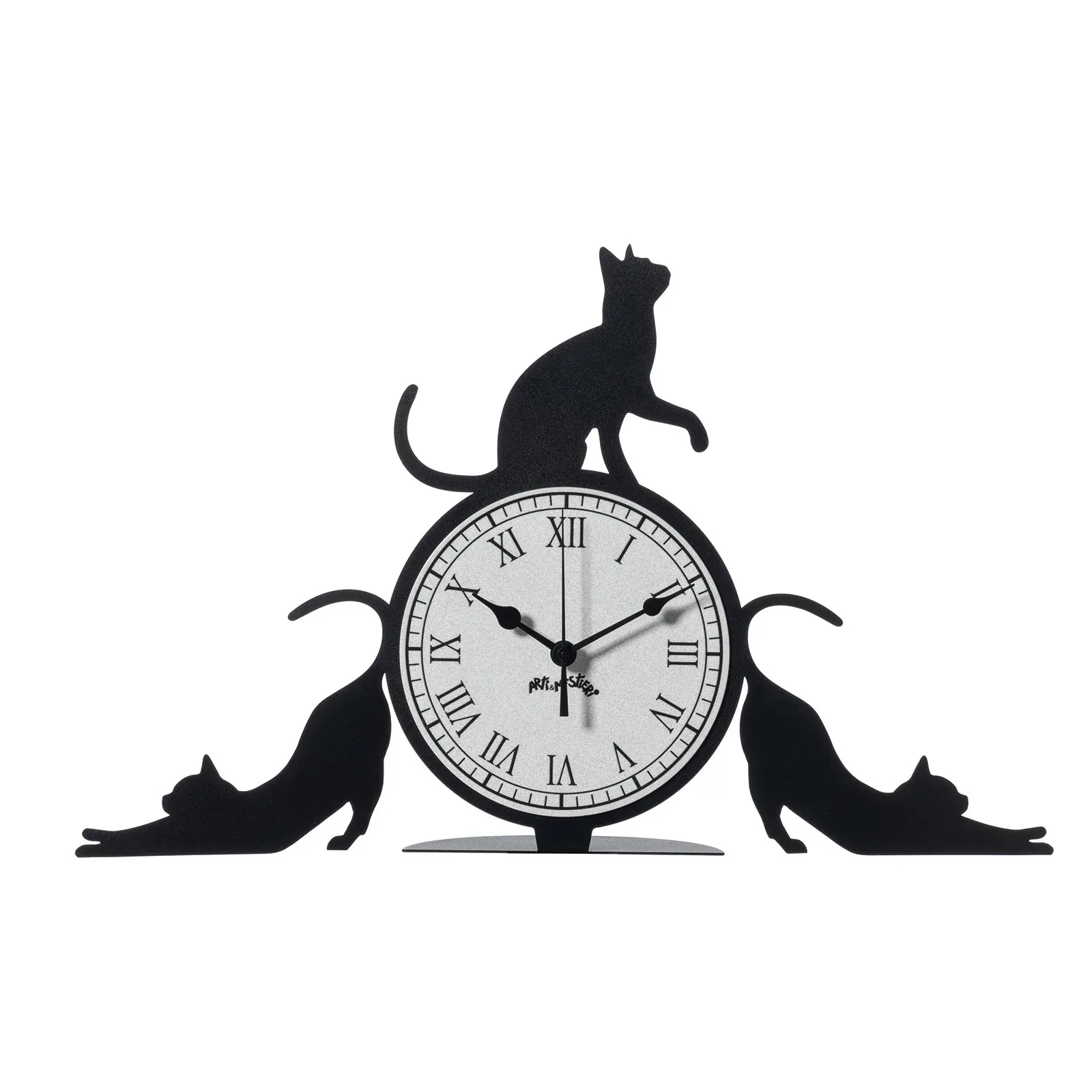 Arti e Mestieri  Orologio da tavolo in metallo dal design particolare Cattitude