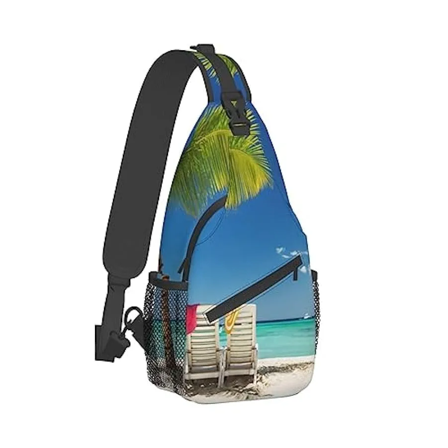 ASEELO Zaino a tracolla con tracolla, borsa da spiaggia, palme, barche, antifurto, zaino a tracolla, zaino per sport all’aperto,