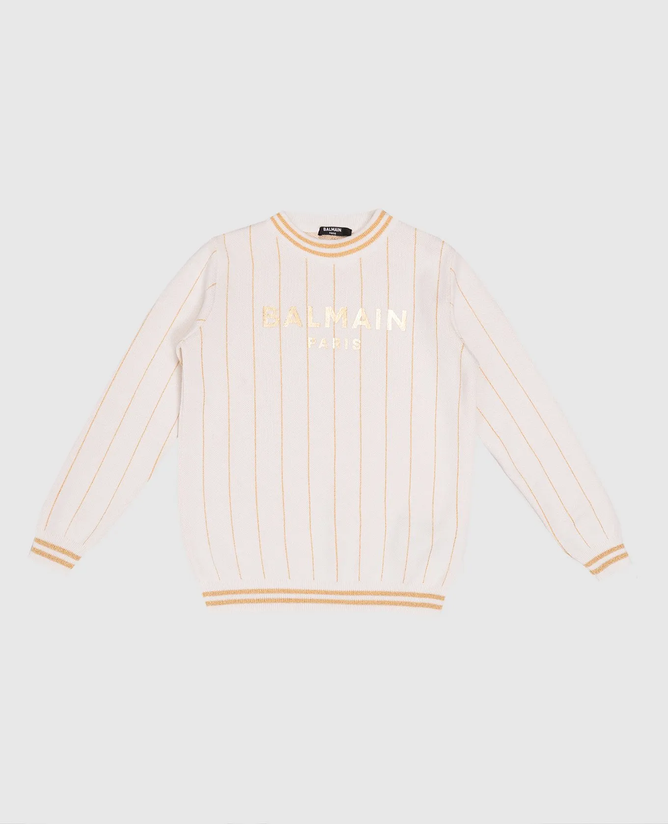 Balmain Maglia da bambino a righe beige con logo BU9P00X0006410