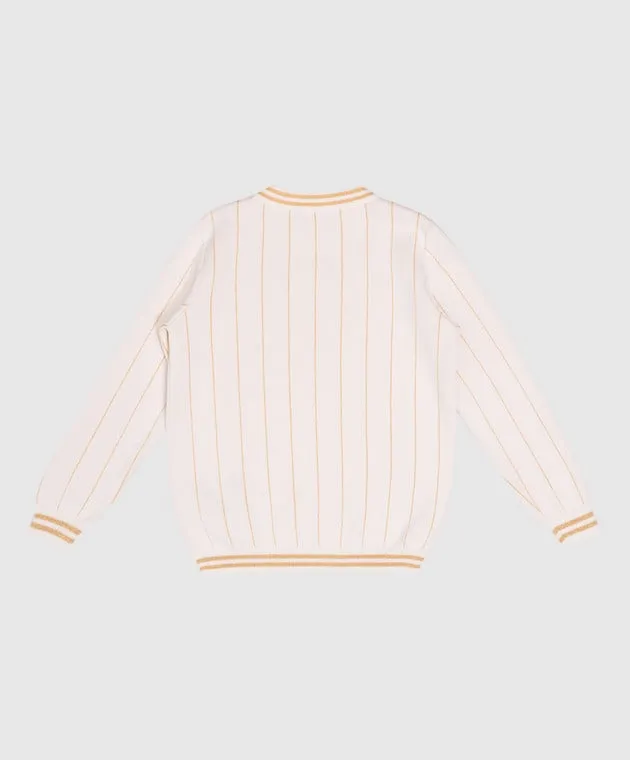 Balmain Maglia da bambino a righe beige con logo BU9P00X0006410