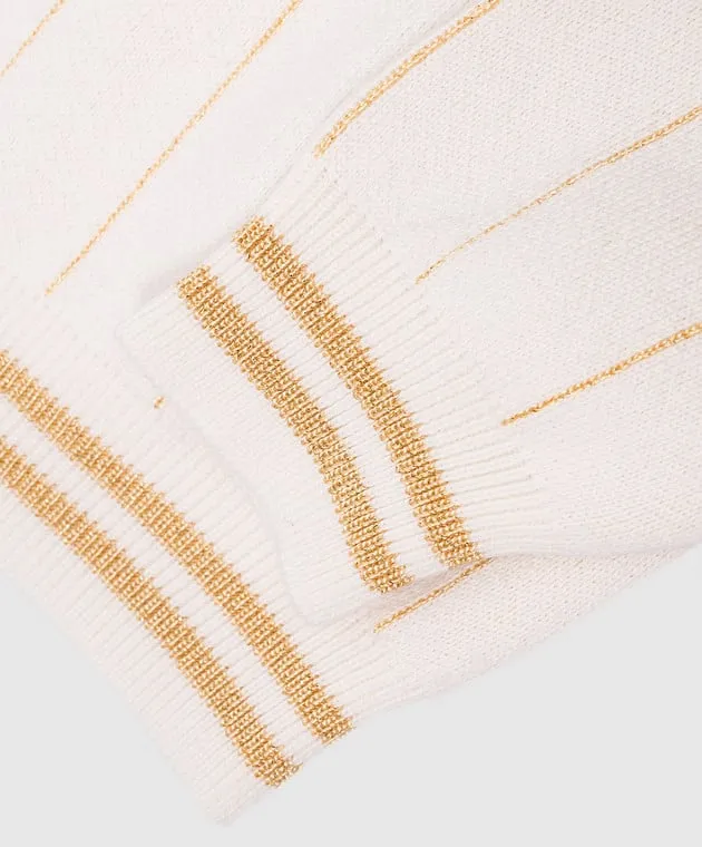 Balmain Maglia da bambino a righe beige con logo BU9P00X0006410