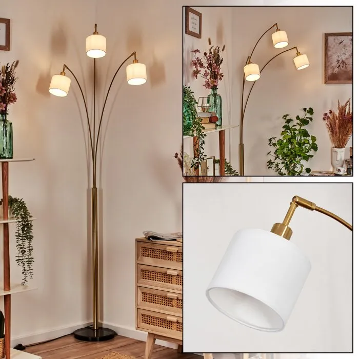 Bassagoda Lampada da terra Ottone, Nero, 3-Luci