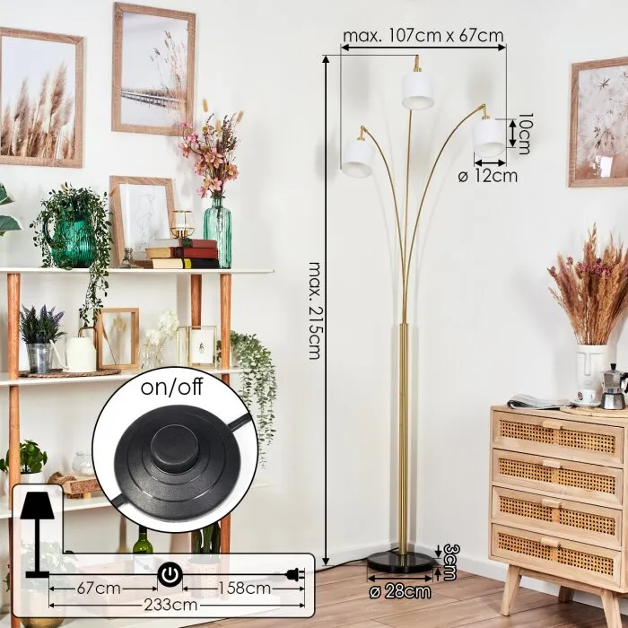 Bassagoda Lampada da terra Ottone, Nero, 3-Luci