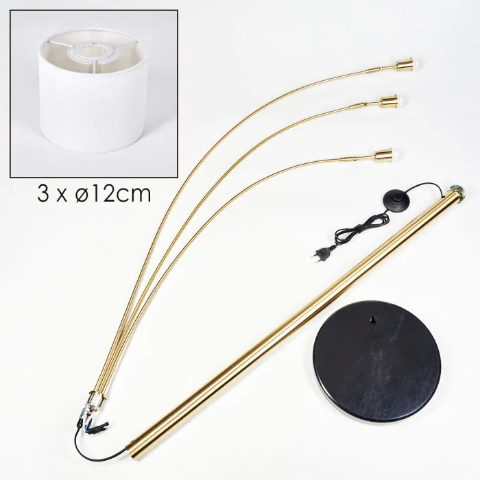 Bassagoda Lampada da terra Ottone, Nero, 3-Luci