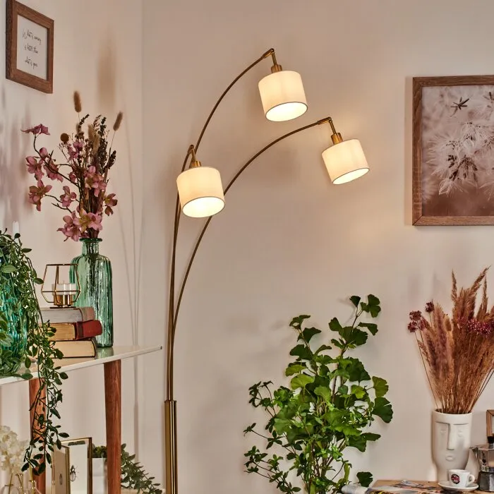 Bassagoda Lampada da terra Ottone, Nero, 3-Luci