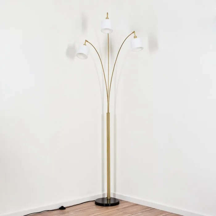 Bassagoda Lampada da terra Ottone, Nero, 3-Luci