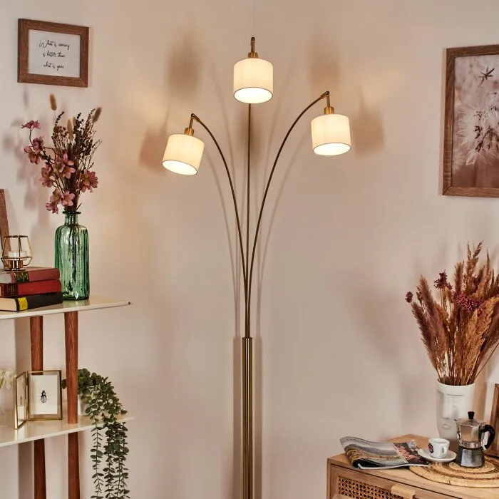 Bassagoda Lampada da terra Ottone, Nero, 3-Luci