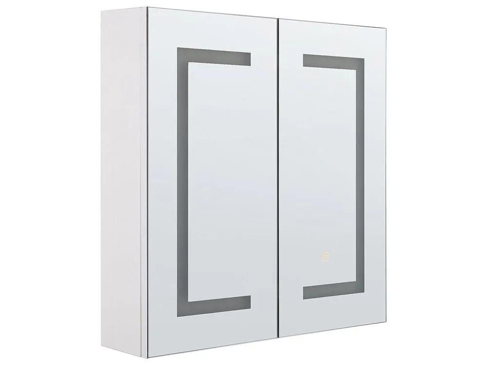 Bathroom Wall Mounted Mirror Cabinet LED MAZARREDO 60 cm 60 cm White