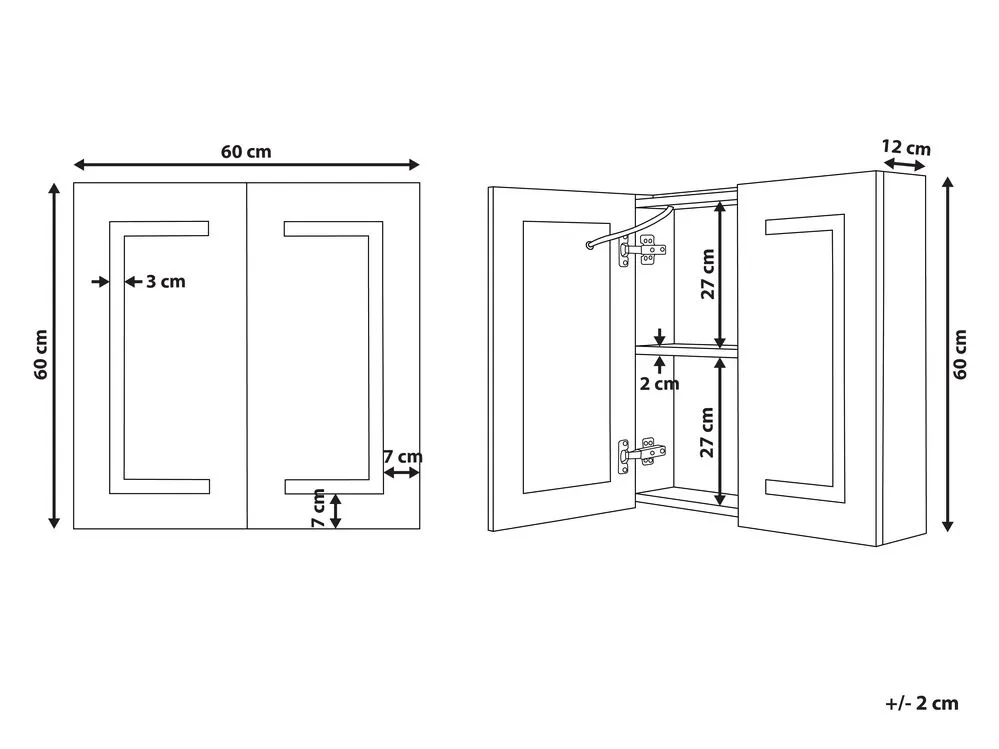 Bathroom Wall Mounted Mirror Cabinet LED MAZARREDO 60 cm 60 cm White