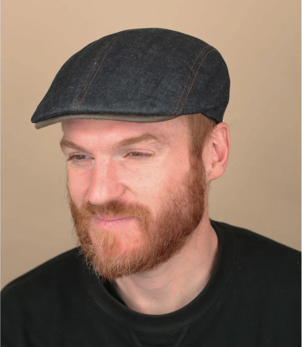  Berretto piatto in cotone blu navy Ewen Denim     